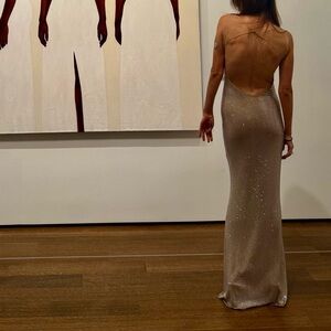 Meshki Jasmyn Nude Sparkle Maxi Dress